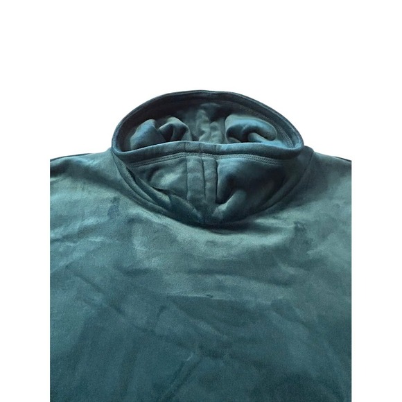 Women's Velour Turtleneck Pullover Sweatshirt with Pockets Teal Blue - Picture 5 of 9